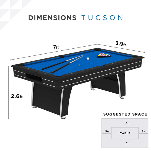 Tuscon Pool table dimensions