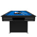 front view of the blue pool table