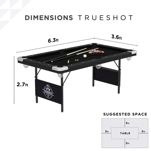 6 foot Trueshot pool table dimensions