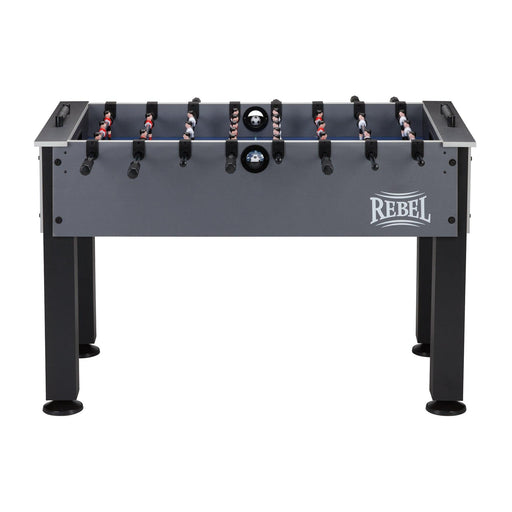 Side View of Gray Foosball table